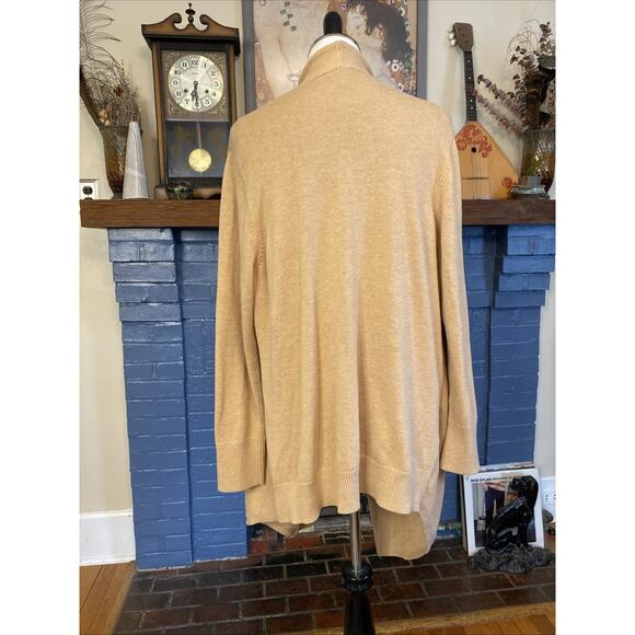 Chicos Size 2 US L 12/14 Tank Open Cardigan Sweater Set Camel Beige Sequin 2pcs - Picture 5 of 16
